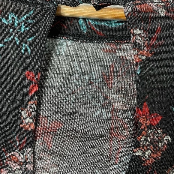 Free People Black Floral Blouse with ruffle overlay size XS Dock Street Top - Picture 8 of 9
